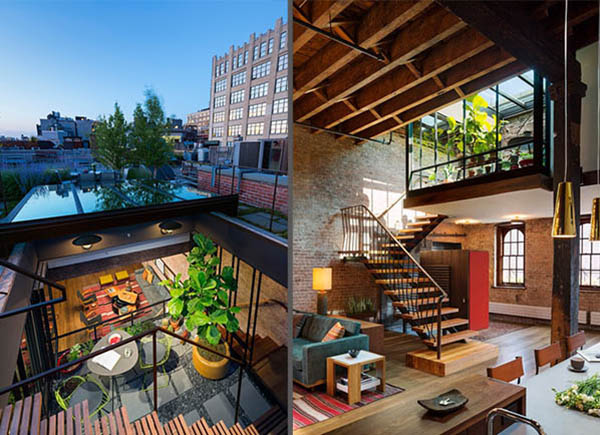【美国纽约】拥有迷人室内庭院和屋顶花园的顶层公寓惊艳改造